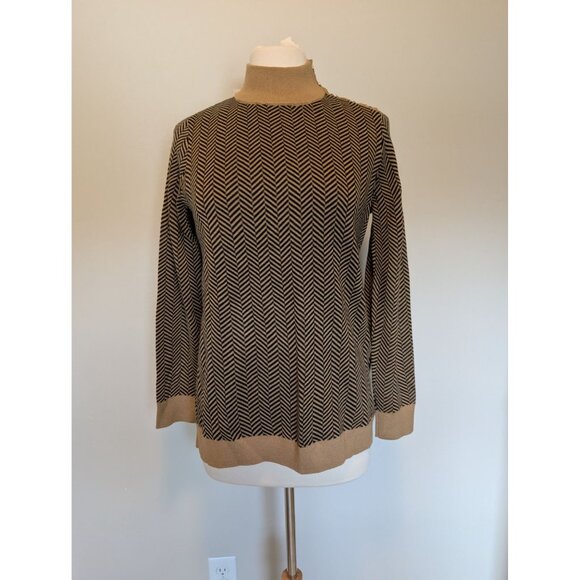 Chevron Pattern Calvin Klein Womens Sweater Button Neck M Old Money - Picture 1 of 5